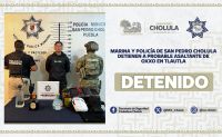 Marina y policía de San Pedro Cholula detienen a probable asaltante de OXXO en Tlautla