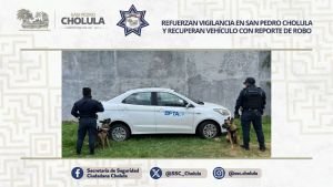 Refuerzan vigilancia en San Pedro Cholula y recuperan vehículo con reporte de robo