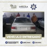 Operativos permanentes de la SSC Cholula permiten recuperar vehículo con reporte de robo