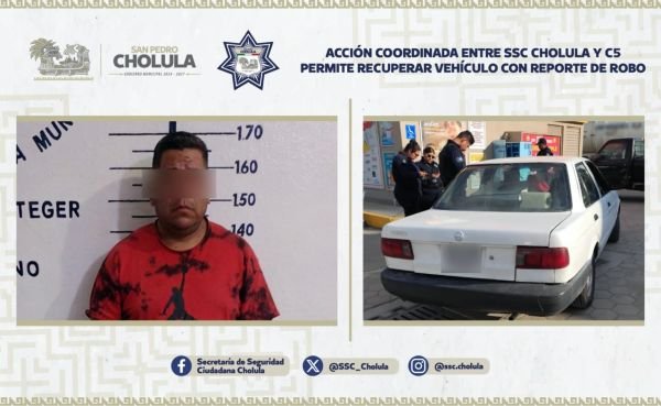Acción coordinada entre SSC y C5 permite recuperar vehículo con reporte de robo
