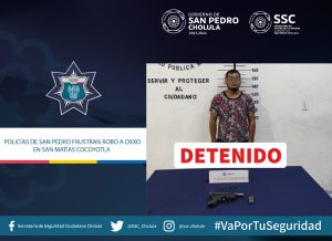 POLICÍAS DE SAN PEDRO FRUSTRAN ROBO A OXXO EN SAN MATÍAS COCOYOTLA