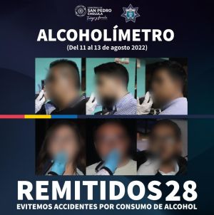 SSC CHOLULA REMITE A 28 CONDUCTORES POR CONDUCIR EN ESTADO DE EBRIEDAD