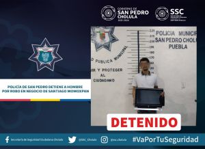 POLICÍA DE SAN PEDRO DETIENE A HOMBRE POR ROBO EN NEGOCIO DE SANTIAGO MOMOXPAN