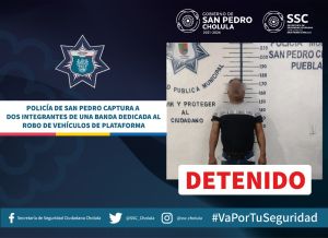 POLICÍA DE SAN PEDRO CAPTURA A DOS INTEGRANTES DE UNA BANDA DEDICADA AL ROBO DE VEHÍCULOS DE PLATAFORMA