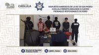 Respuesta inmediata de la SSC de San Pedro Cholula permite asegurar a cuatro probables responsables de robo