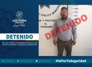 SSC SAN PEDRO RECUPERA VEHÍCULO CON REPORTE DE ROBO