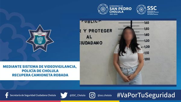 MEDIANTE SISTEMA DE VIDEOVIGILANCIA, POLICÍA DE CHOLULA RECUPERA CAMIONETA ROBADA