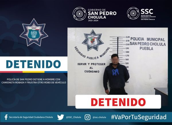 POLICÍA DE SAN PEDRO DETIENE A HOMBRE CON CAMIONETA ROBADA Y FRUSTRA OTRO ROBO DE VEHÍCULO