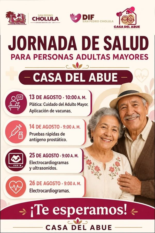 Con respaldo de Tonantzin Fernández, DIF San Pedro Cholula acerca servicios de salud a personas adultas mayores